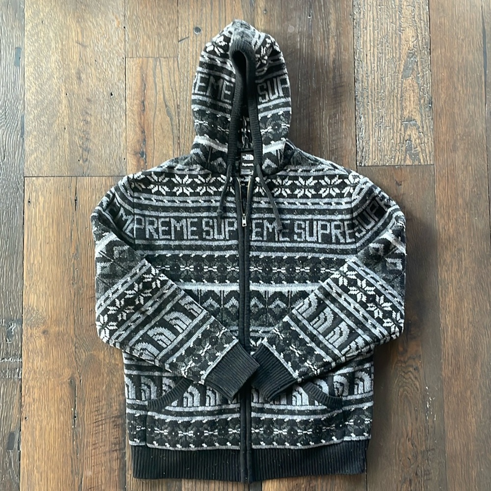 Supreme x The North Face Wool Fair Isle Full Zip Hooded Sweater- Medium